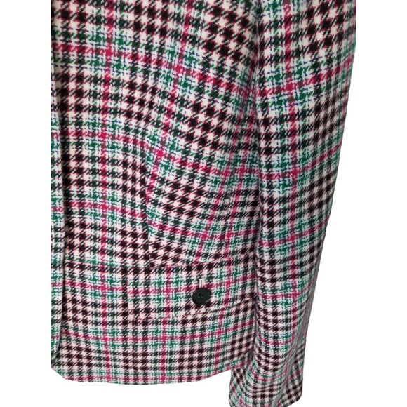 Talbots Blazer Red Green Wool Blend Houndstooth Plaid Preppy Academia Women's 12 - Picture 4 of 11